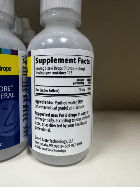 Taste N' Score Zinc Liquid Ionic Mineral Supplement; 100% Pure; 18 mg; 118 Servings