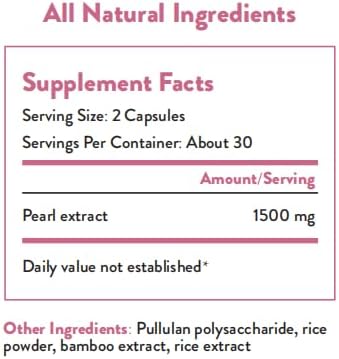 Organic Pearl Powder Capsules 1500mg | Premium Pearl Extract for Skin Radiance, Eye Wellness & Nail Resilience | 100% Natural Calcium & Amino Acids | Non-GMO, Vegan, 60 Capsules