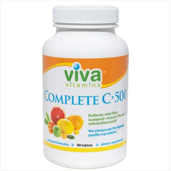 Organic Vitamin C with Bioflavonoids 500mg, Buffered Vitamin C 500mg Tablets, Immune System Booster Vitamins and Supplements with Citrus Bioflavonoids, Antioxidant Supplement, 90 Tablets