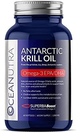 100% Pure Organic Krill Oil 1000mg, 60-Day, Omega 3, Highest Concentration 56% Phospholipids, Wild Caught, Sustainable Traceable Antarctic SuperbaBoost, Astaxanthin, Heart, Skin Care, No Fish Oil