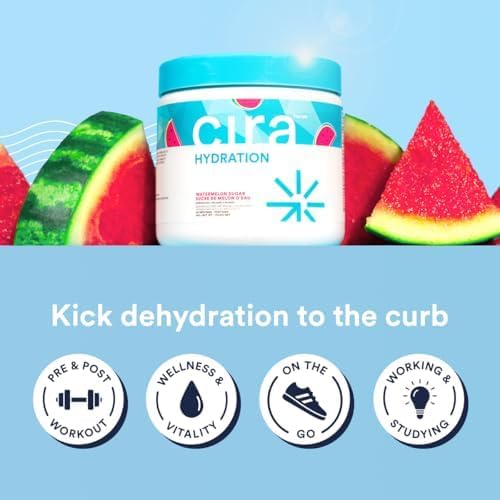 Cira Hydration Powder (45 Servings) - Electrolyte Drink Mix with Himalayan Salt for Dehydration Relief and Recovery - Watermelon Sugar