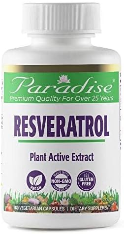 Paradise Herbs Resveratrol, Antioxidant, Super Potent, Ultra Pure, Vegan, Non GMO, Gluten Free, 180 Vegetarian Capsules
