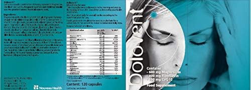 Dolovent - Natural Migraine Relief with Magnesium for Migraines, Vitamin B2 400mg, CoQ10 - Dietary Supplement for Brain Health - 1 Bottle