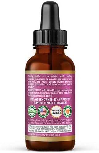 Herbal Goodness Beauty Builder 1oz - Collagen for Women with Biotin & Hyaluronic Acid - Hair Growth, Skin Hydration, Nail Support, Anti-Aging Beauty Booster - Includes Marigold & Guava Leaf