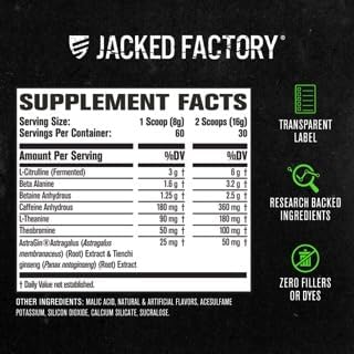 Jacked Factory NITROSURGE Pre Workout Supplement - Endless Energy, Instant Strength Gains, Clear Focus, Intense Pumps - Nitric Oxide Booster & Preworkout Energy Powder - 60 Servings, Arctic White