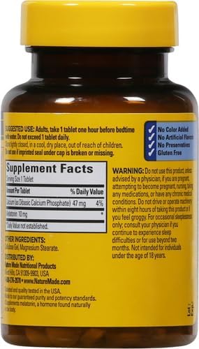 Nature Made Melatonin 10mg Maximum Strength Tablets, 100% Drug Free Sleep Aid for Adults, 70 Count, 70 Day Supply (Pack of 2)