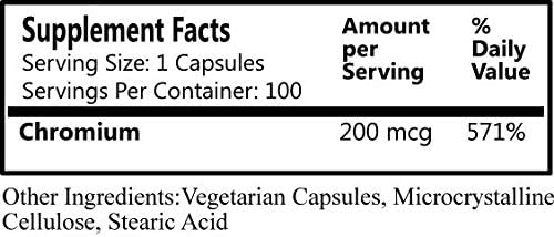 Daily Manufacturing Chromium Picolinate (Certified Kosher) 100 Vegetarian Capsules