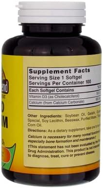 Liquid Calcium 600mg with D-3 (100 Softgels) 3 BOTTLES Total of 300 Softgels