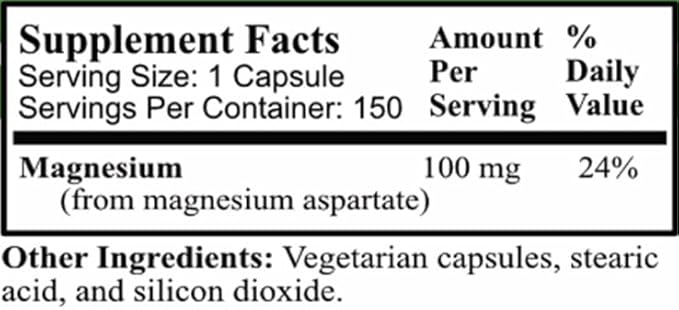 Daily Manufacturing Magnesium (100 mg from Magnesium Aspartate) 150 Vegetarian Capsules