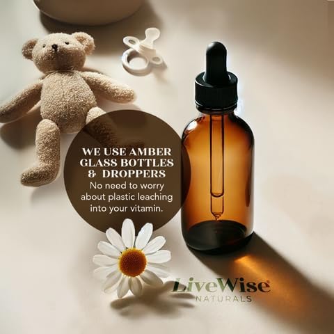 LiveWise Naturals DHA Omega-3 Liquid Drops, Suppplement for Infants and Toddlers, Vegan-Friendly, Great-Tasting Omega-3 Supplement with Pure Orange Oil, Promotes Healthy Brain, Eyes, and Body Defense