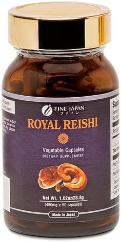 FINE JAPAN Organic Reishi Mushroom Capsules-Organic Mushroom Extract Supplement to Boost Your Immune System Health Dynamic Mushroom - 60 Capsules
