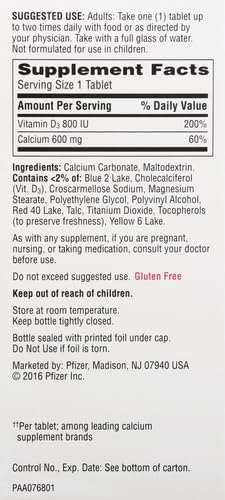 Caltrate 600 Plus D3 Calcium and Vitamin D Supplement Tablets, Bone Health Supplements for Adults - 60 Count (Pack of 4)