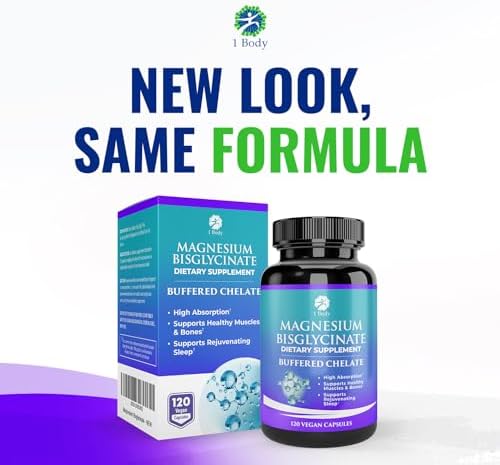 Magnesium Bisglycinate Chelate 2 Pack - Reduce Muscle Cramps and Improve Sleep Maximum Absorption with no Laxative Effects 100% Chelated 44 mg of Pure Magnesium Bisglycinate Per Capsule