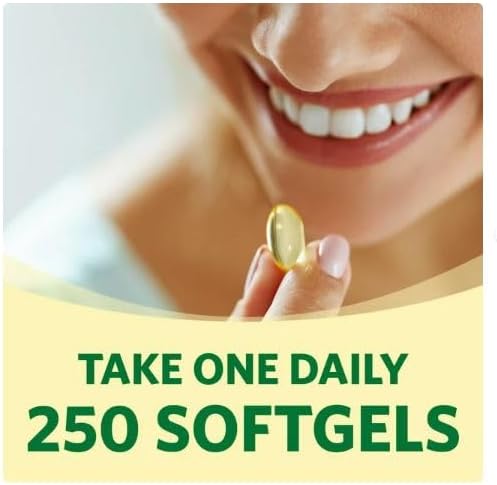 Vitamin D3 5000iu, 125 mcg per Softgel, Healthy Muscle Function, and Immune Support, Non-GMO, Gluten Free and Dairy Free Vitamin D Supplement, 250 Count