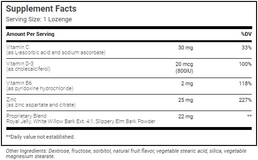 Zinc Lozenges with Vitamin C - Fruit Flavored, Healthy Immune Support Lozenges with 25mg of Zinc Supplement Per Lozenge + 30mg of Vitamin C - 100 Lozenges