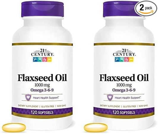21st Century Flaxseed Oil 1000 Mg Softgels, 120-Count (22871) (Pack of 2)
