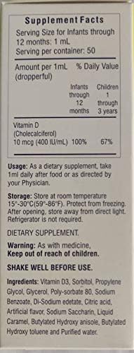 Pediatric D-Vite Liquid Vitamin D 400 IU/ml (50 ml) - Bubble Gum Flavor
