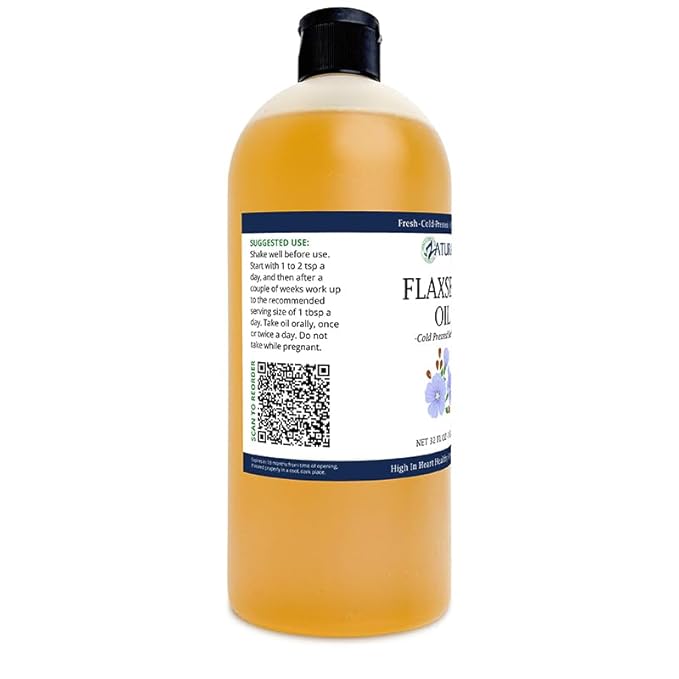 Zatural Flaxseed Oil Organically Grown 100% Pure Cold Pressed Omega Rich Fatty Acids 32oz