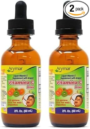 ARYMAR Vitamin C Drops for Children, Immune Support, Antioxidant, Orange Flavor (2 Fl Oz/Pack of 2)