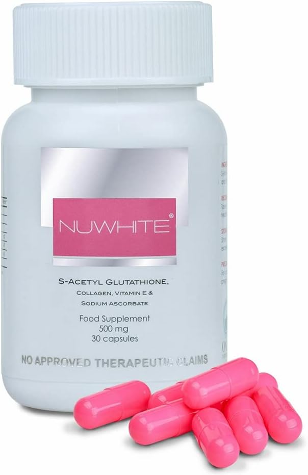 Nu White S-Acetyl Glutathione New Improved Formula Skin Whitening 30 Capsules