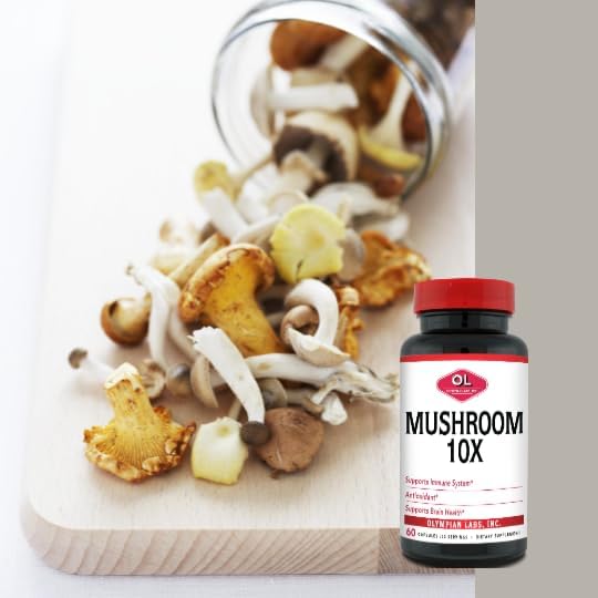 Olympian Labs 10X Mushroom Supplement Capsules - Comprehensive Formula Supporting Immune System, Antioxidant, Brain Health - 60 Capsules (30 Servings)