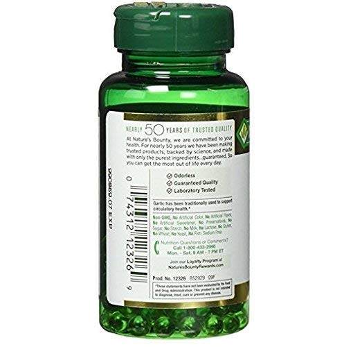 Nature's Bounty Garlic Extract 1000 mg, 100 Rapid Release Softgels (Pack of 2)