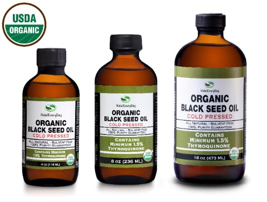 HalalEveryDay Organic Black Seed Oil - USDA Certified Cold Pressed Glass Bottle Over 1.5%