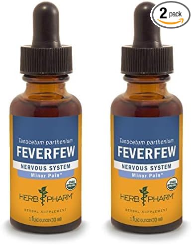 Herb Pharm Certified Organic Feverfew Liquid Extract for Minor Pain Support - 1 Ounce (Pack of 2)