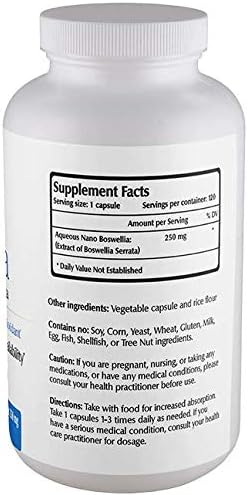 Nano Boswellia 250 mg Veggie Capsules (120 Servings), Boswellia serrata Resin, Supports Cognitive Function for Brain Health, Non-GMO, Vegan, Gluten-Free