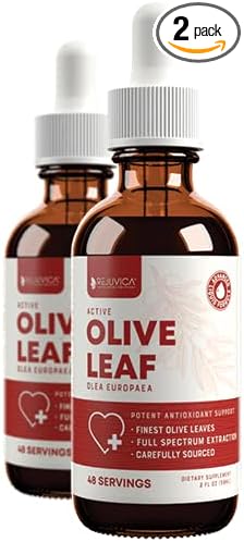 Rejuvica Active Olive Leaf Extract | Naturally Occurring Oleuropein Liquid Drops for Immune & Heart Support | Fast-Absorption, Vegan, Alcohol-Free | 4 fl oz