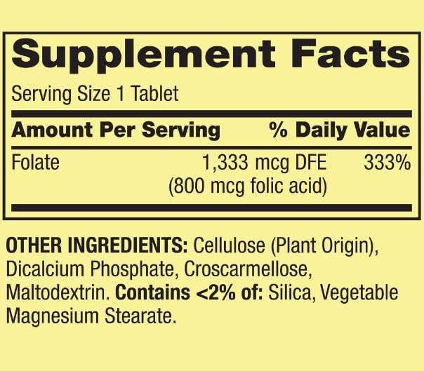 Spring Valley Folate Dietary Supplement, 1,333 mcg, 400 Count + STS Home Fridge Magnet.