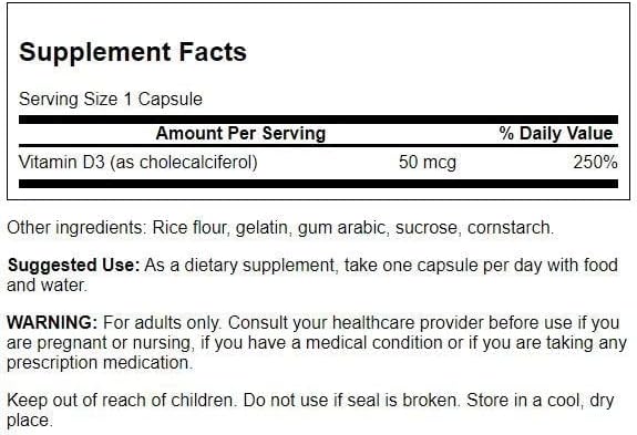 Swanson Higher Potency Vitamin D-3 2000 Iu - Sunshine Vitamin Bone, Immune Support (50 mcg) 250 Capsules (3 Pack)