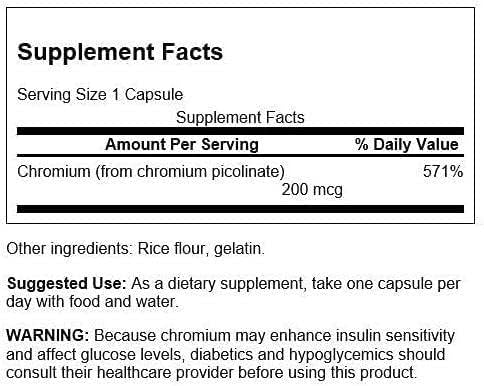Swanson Chromium Picolinate 200mcg (100 Capsules)