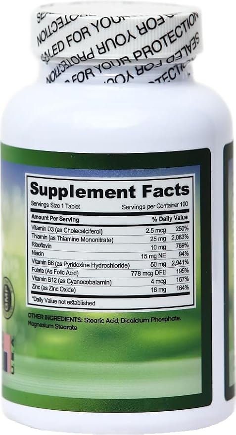 High B Complex Vitamins for Women with Riboflavin, Vitamin B2, B6, B12, B1, Vitamin B Complex Support Brain Health, Immune System, Hair, Skin & Nails Health, Bone, Joint & Energy Support - 100 Tablets