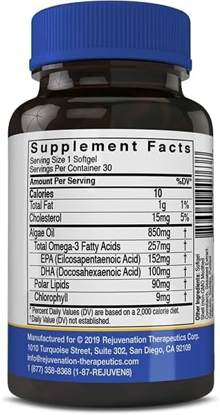 Vegan Omega-3 with DHA & EPA (30 Softgels, No Gelatin)