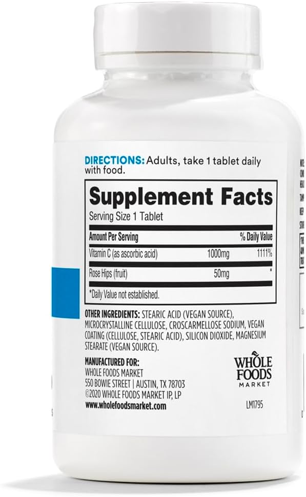 365 by Whole Foods Market, High Potency Vitamin C with Rose Hips, Vegan, 100 Tablets