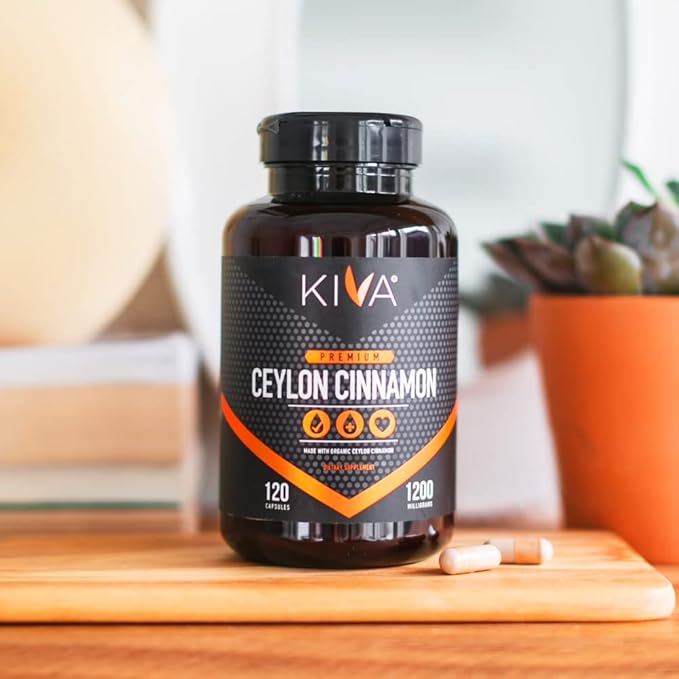 Kiva Premium Ceylon Cinnamon Powder Capsules (120 Veggie Capsules), Pure Ceylon Cinnamon from Sri Lanka, Vegan, Non-GMO, Gluten-Free