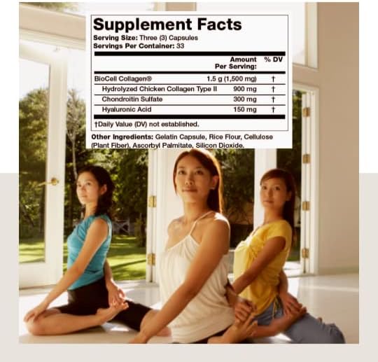 Olympian Labs Biocell Collagen II 1500mg Supplement Capsules Non-GMO, Gluten-Free, Allergan-Free - Supports Skin & Joint Health and Cartilage Producing Cells - 100 Capsules (33 Day Supply)