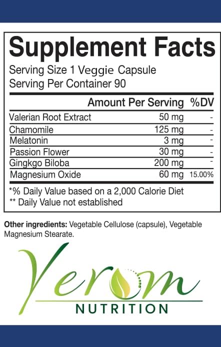 Sleep Aid - All-Natural Relaxation Support with Valerian Root, Chamomile, Passion Flower & More, Allergen-Free, 90 Vegan Capsules