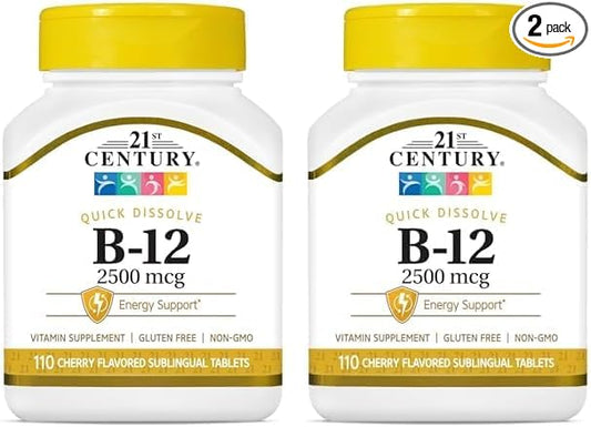 21st Century B 12 2500 mcg Sublingual Tablets, 110 Count (Pack of 2)