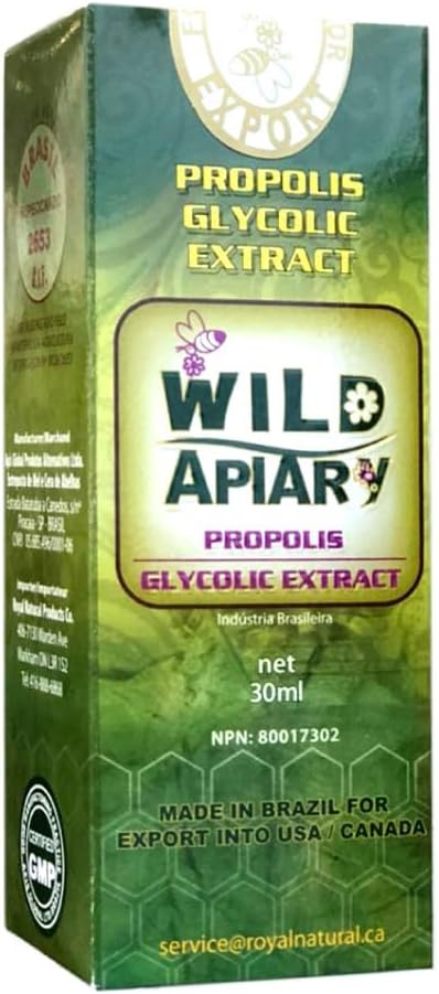 Wild Apiary Brazilian Green Propolis Liquid Drop Glycolic (Non-Alcoholic) Extract 30ml (1 Bottle) - Sugar Free, Wax Free