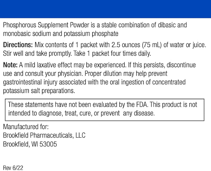 Phosphorus Supplements 12 Packets, Dietary Supplements Powder with Sodium Phosphate and Potassium Phosphate, Fruit Flavored Phosphorous Supplement Powder for Electrolyte, Bone Health & Kidney Health