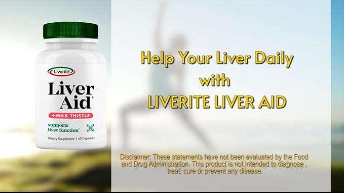 LIVERITE Liver Aid with Milk Thistle 60 Capsules, Liver Support, Liver Cleanse, Liver Care, Liver Function, Energy