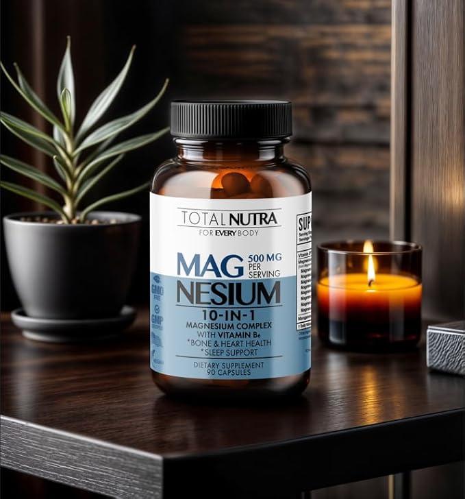 10-in-1 Magnesium Supplement 500 mg | High Absorption Magnesium Complex with Mag Glycinate, Citrate, Vitamin B6 Magnesium for Sleep, Muscle, Bone & Heart Health, Vegan & Gluten-Free, 45 Day Supply