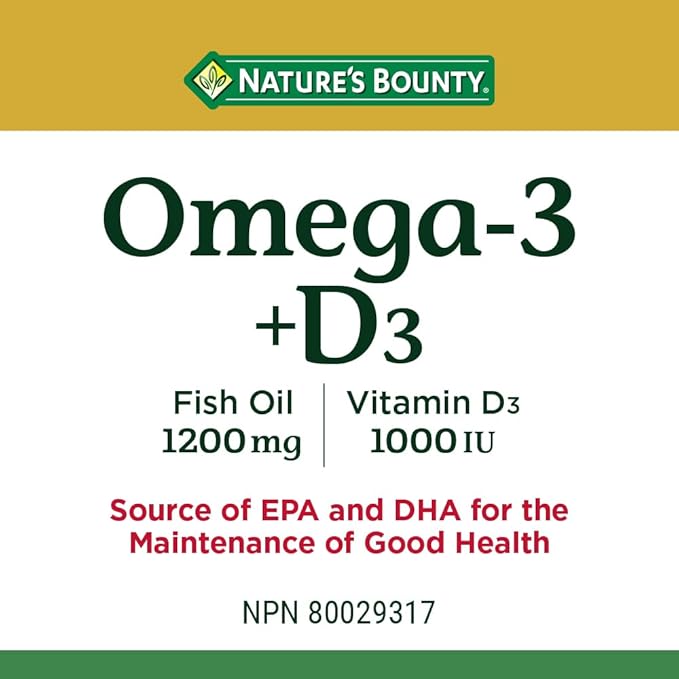 Nature's Bounty Omega-3 + D3 Fish Oil 1200mg / Vitamin D3 1000IU 90 softgels