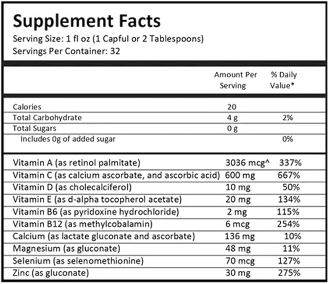 Drucker Labs -intraIMMUNE Organic Liquid Daily Immune & Defense Support, Multivitamin, Elderberry, Echinacea, Zinc, Vitamin D, C E, Vegan, Non GMO, Gluten Free (32 oz., Sugar Free Peach Berry)