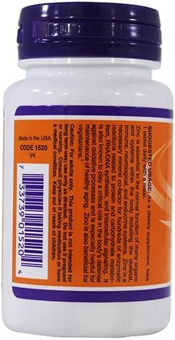 NOW Supplements, Zinc 50 mg, 100 Tablets