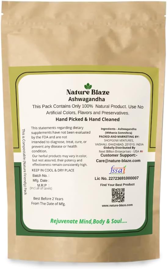 Ayurvedic Indian Ashwagandha Powder 7.0 Oz (200 Gm/0.4 lb)