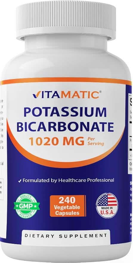 Vitamatic Potassium Supplement, 1020 mg, 240 Vegtable Capsules - Non-GMO - Gluten Free - Made in USA