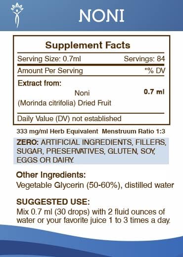 Secrets of the Tribe Noni Alcohol-Free Liquid Extract, Noni (Morinda citrifolia) Dried Fruit (2 FL OZ)